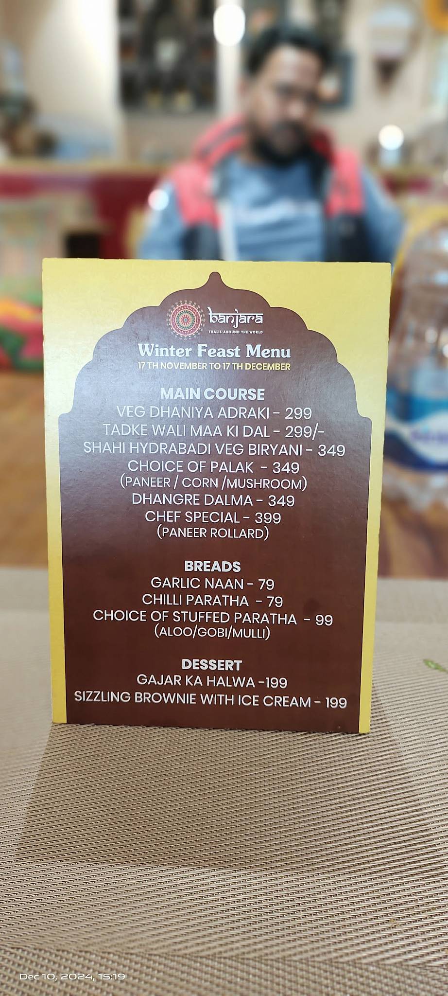 Banjara menu
