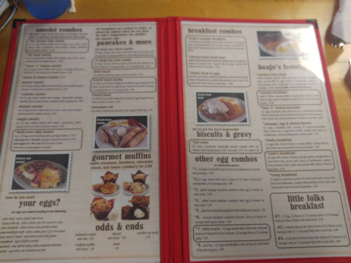 Menu at Banjo's Cafe, Topeka, SW Topeka Blvd
