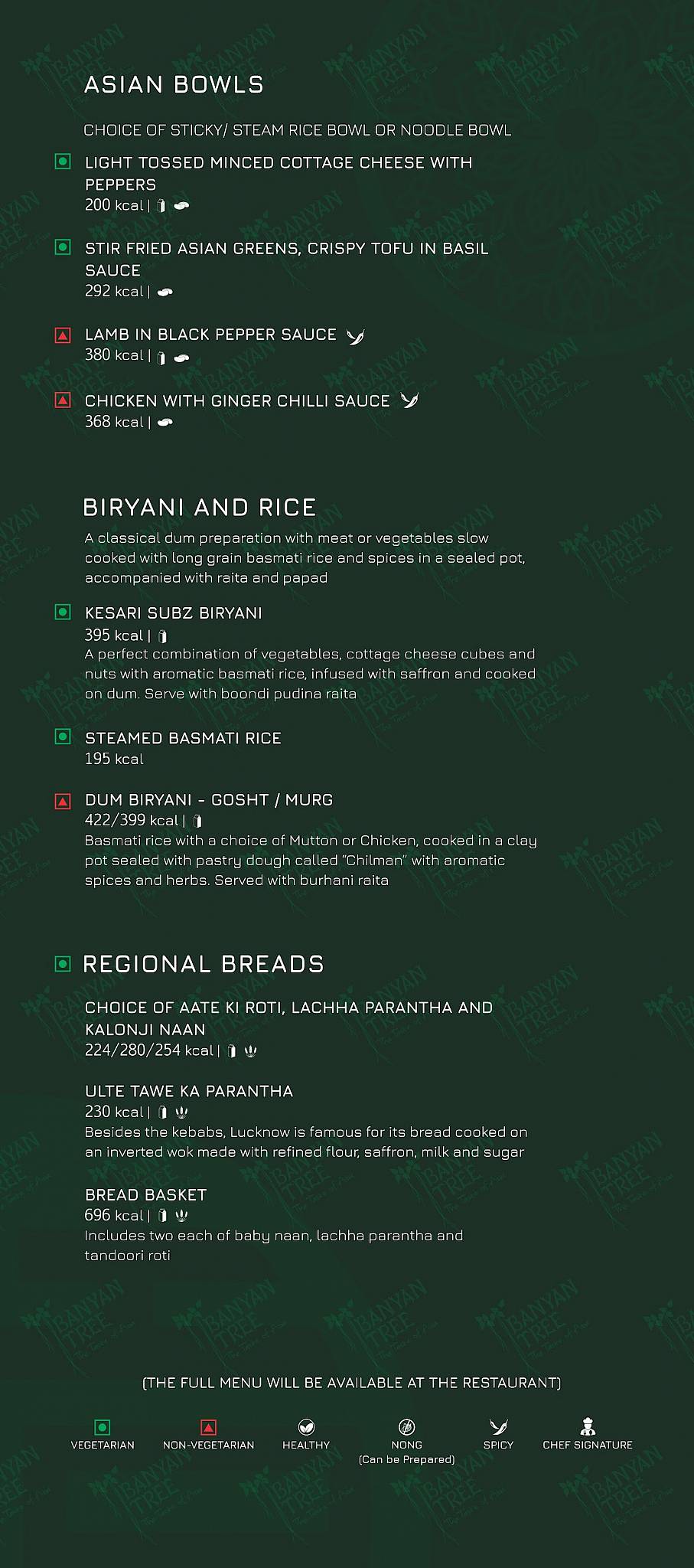 Banyan Tree - The Taste of Asia menu