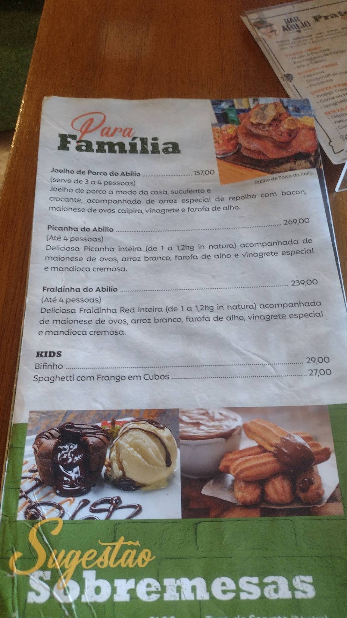 Bar Abilio Jacareí cardápio