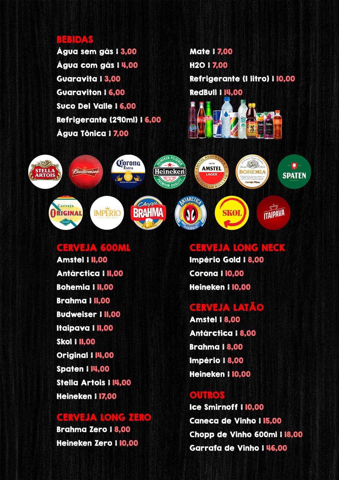 Bar Beira Rio cardápio