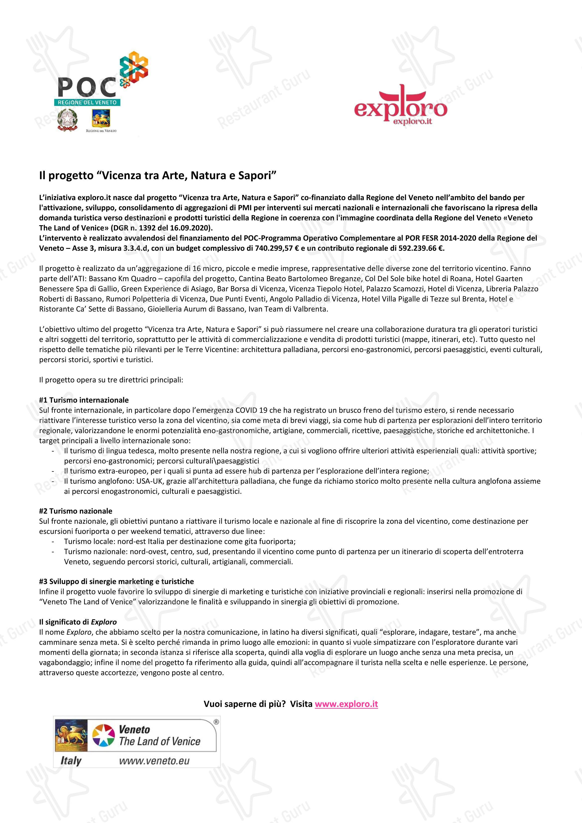 Menu per Bar Borsa in Vicenza