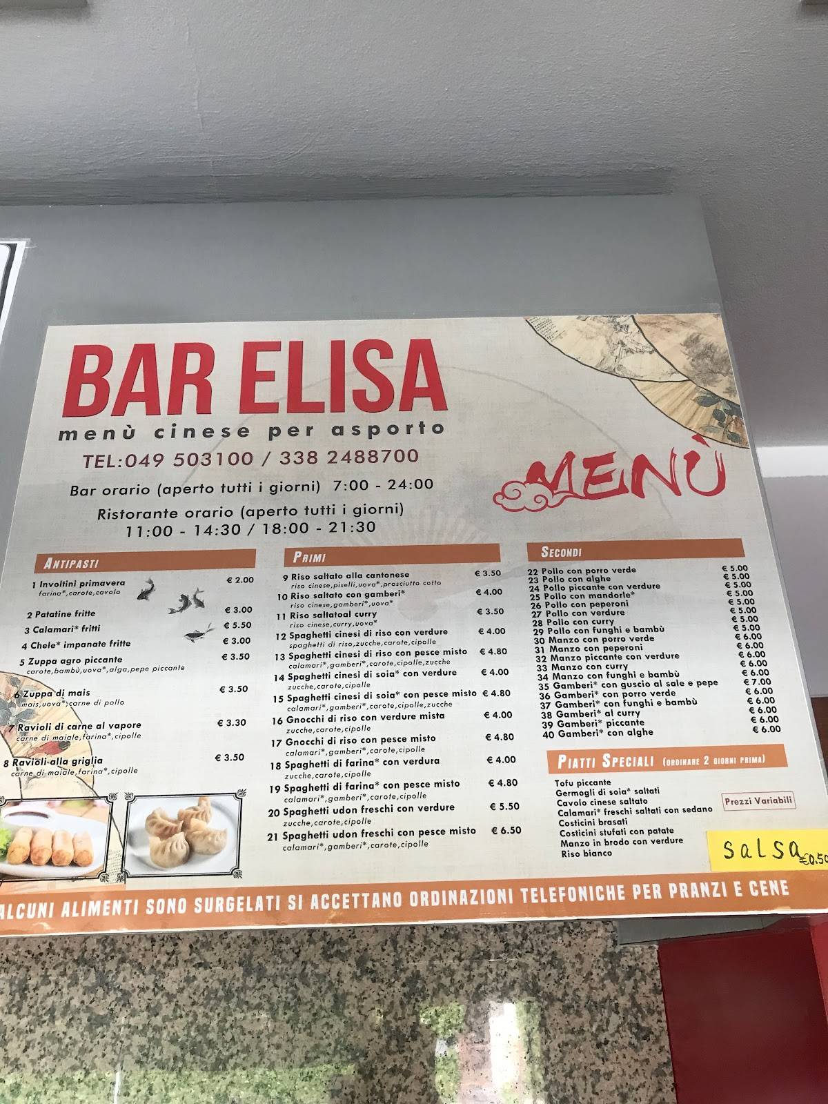 Menu di Bar Elisa S.A.S. Di Yang Liejun 