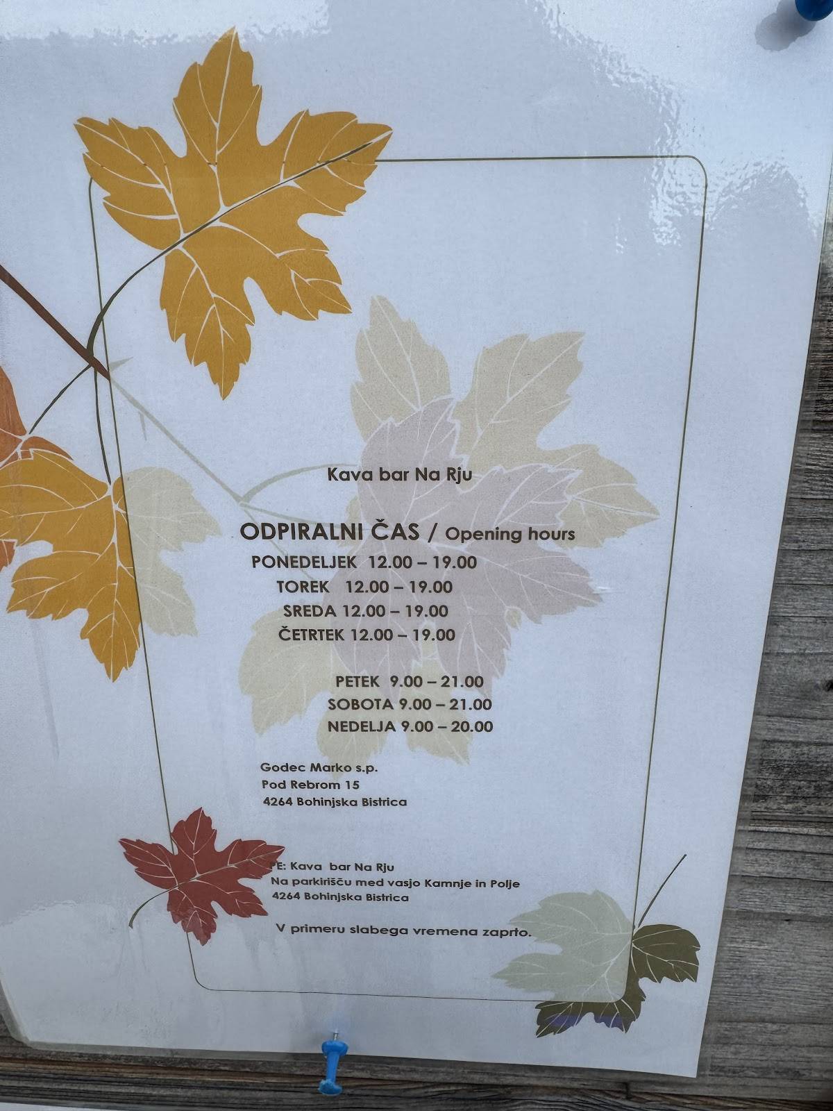 Menu di Bar Na Rju 