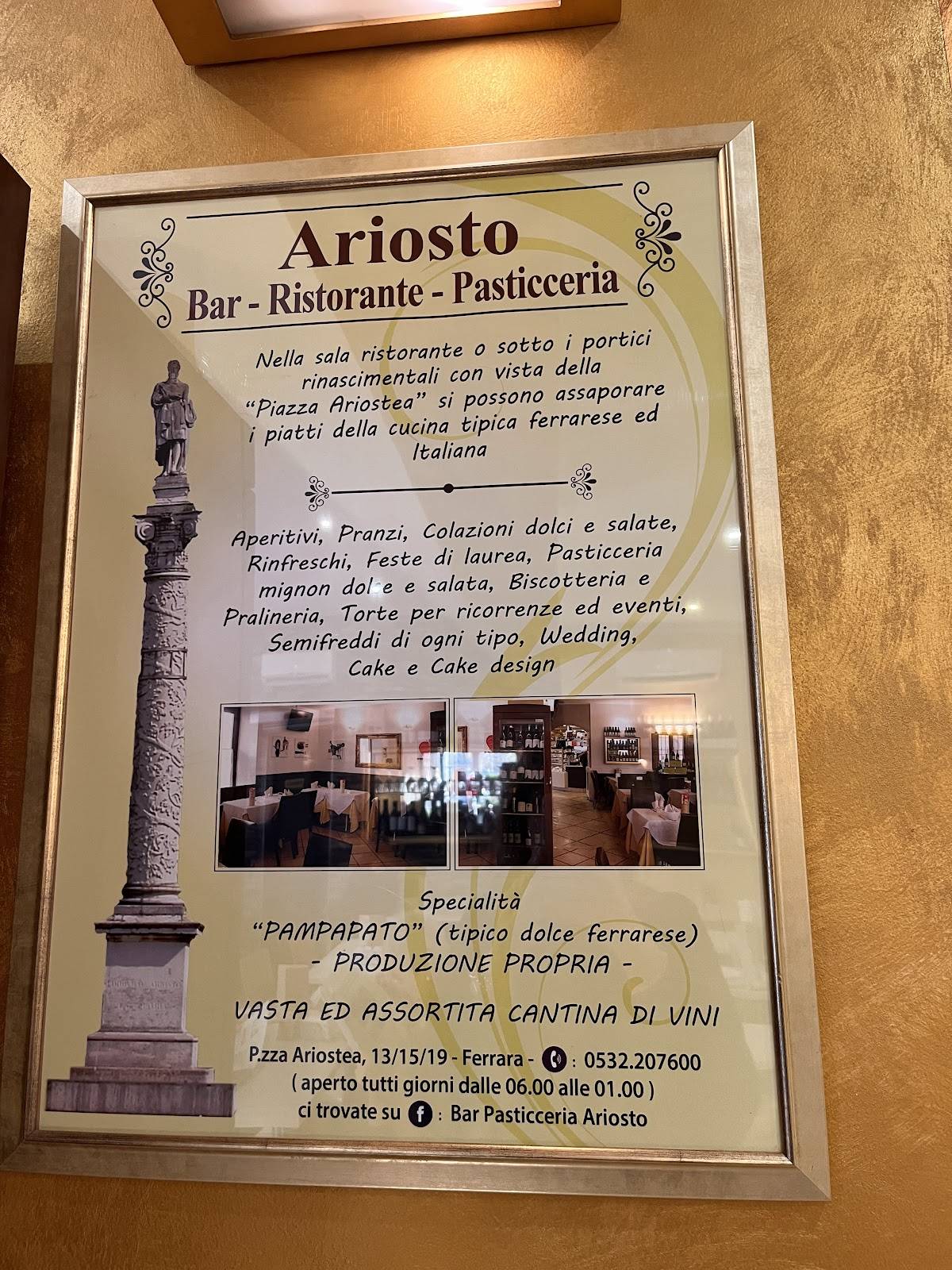 Menu di Bar Pasticceria Ristorante Ariosto 