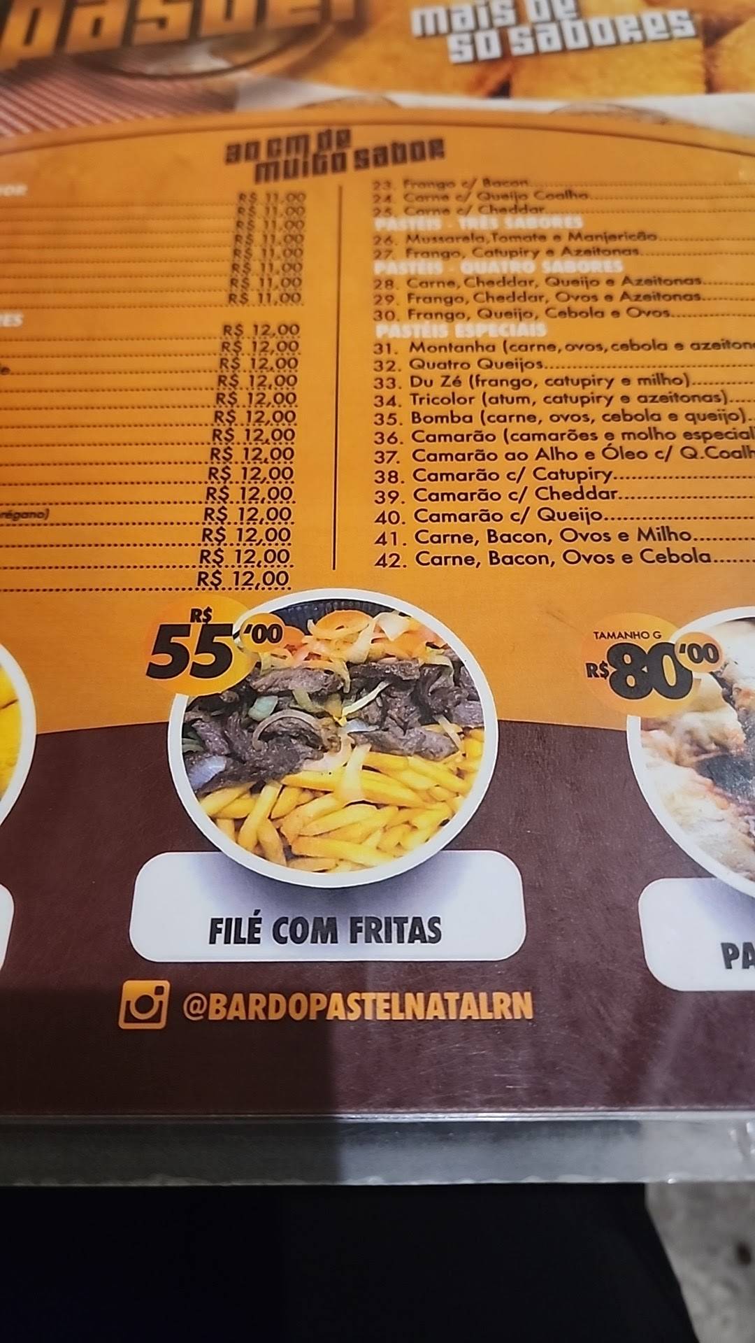 Bar do Pastel cardápio