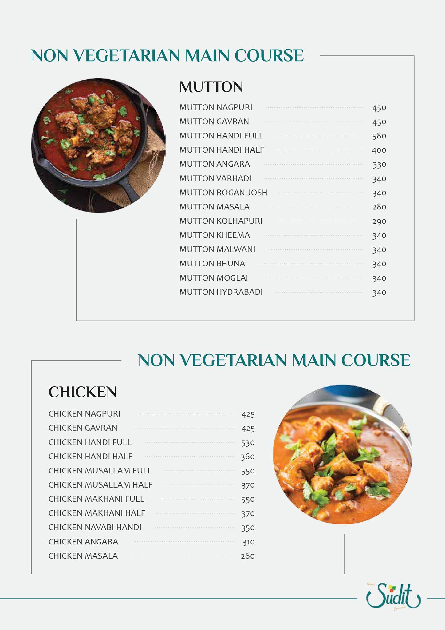Hotel Sudit Executive menu