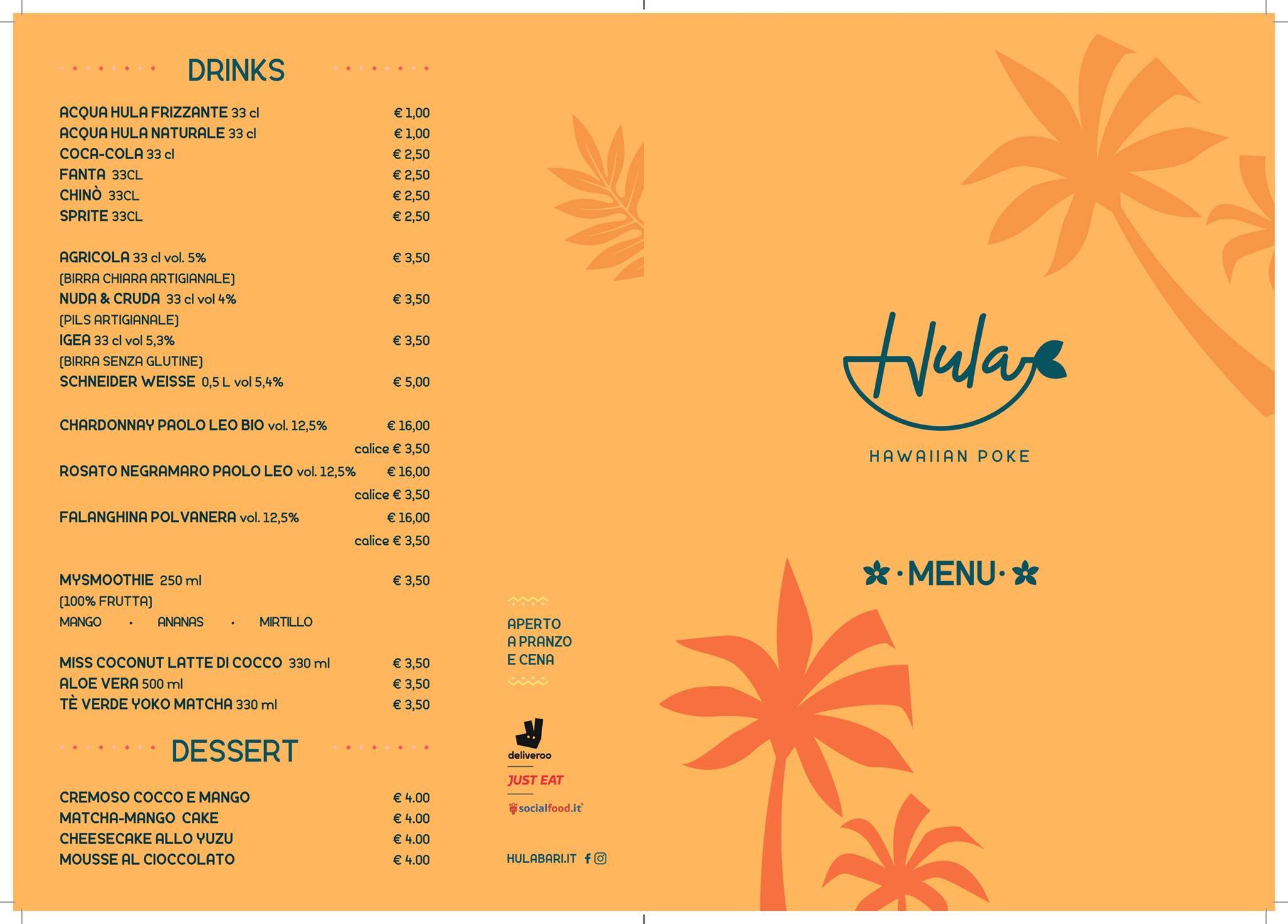 Menu di Hula Hawaiian Poke Bari 