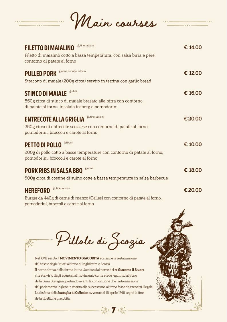 Menu di The Stuart, Scottish Pub 
