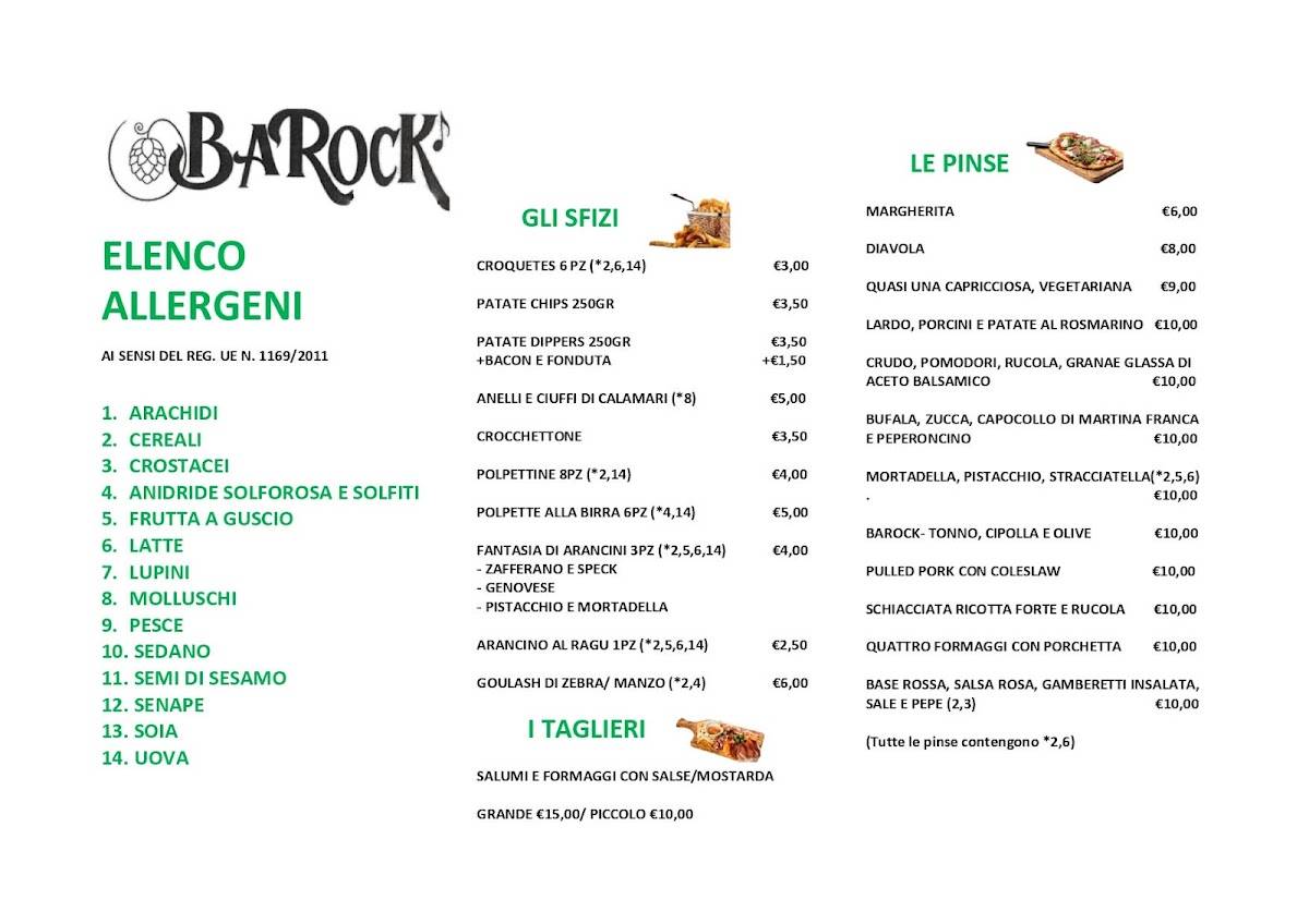 Menu di Barock bistrot 