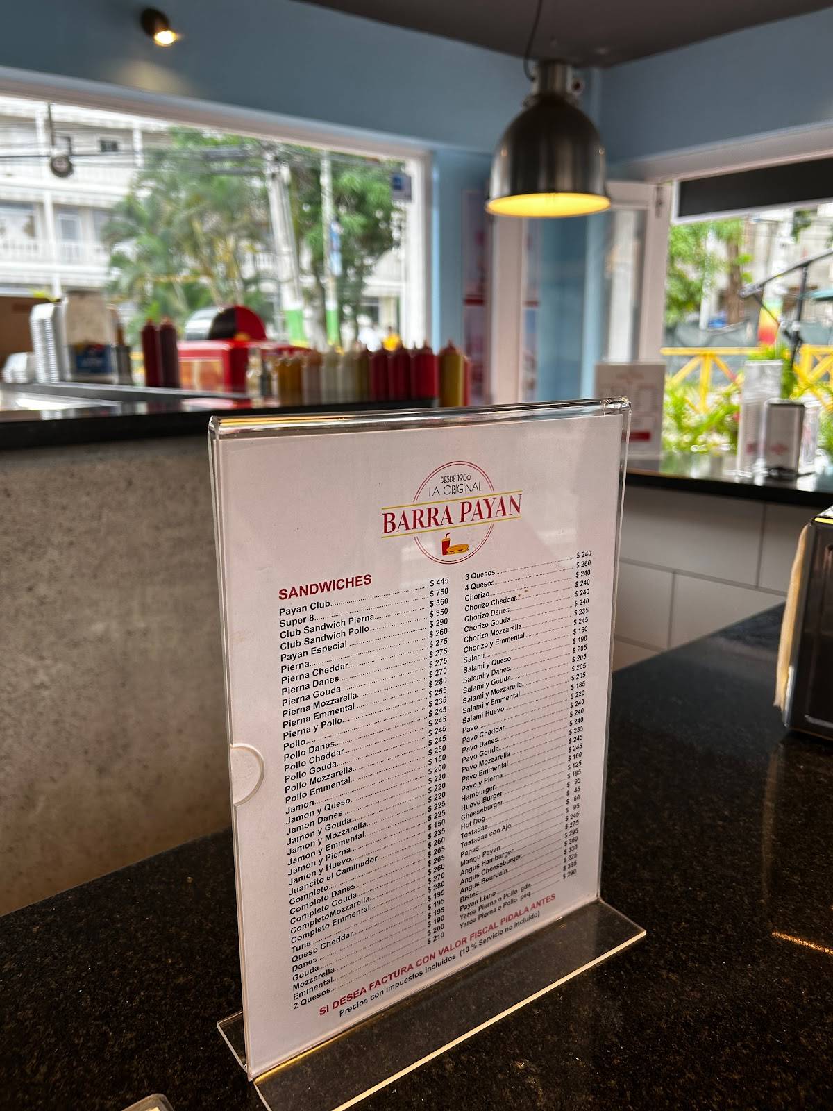 Menu at Barra Payan, Las Terrenas