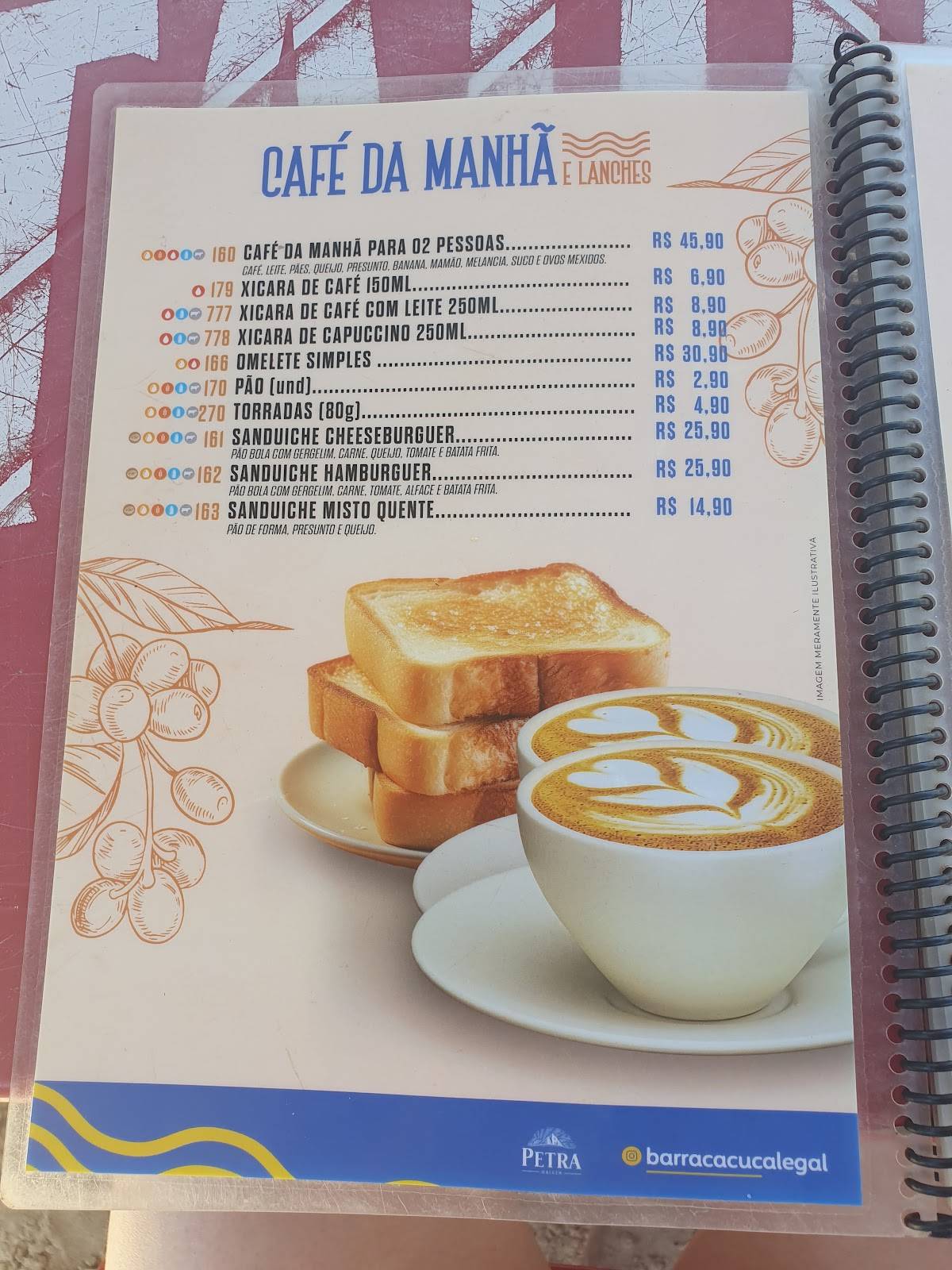 Barraca Cuca Legal cardápio