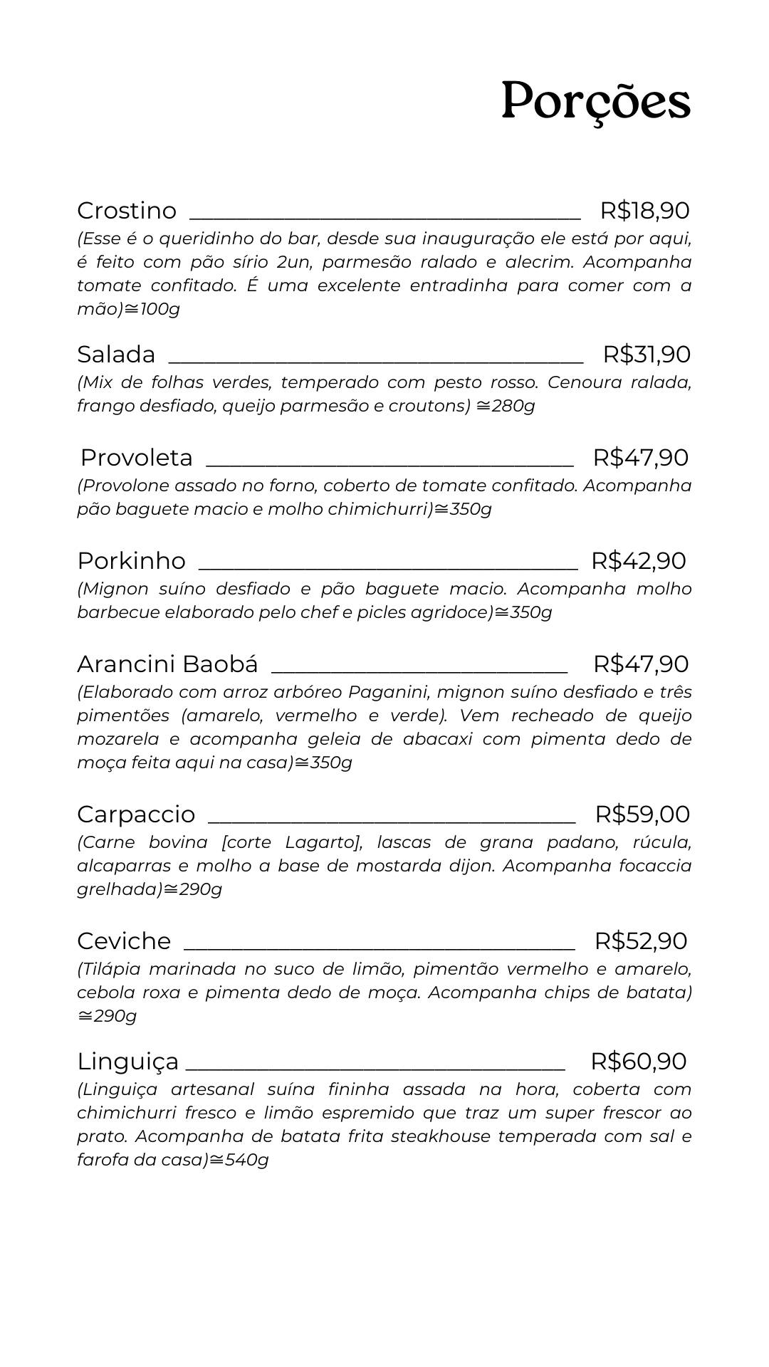 Barvinho Restô.Bar cardápio