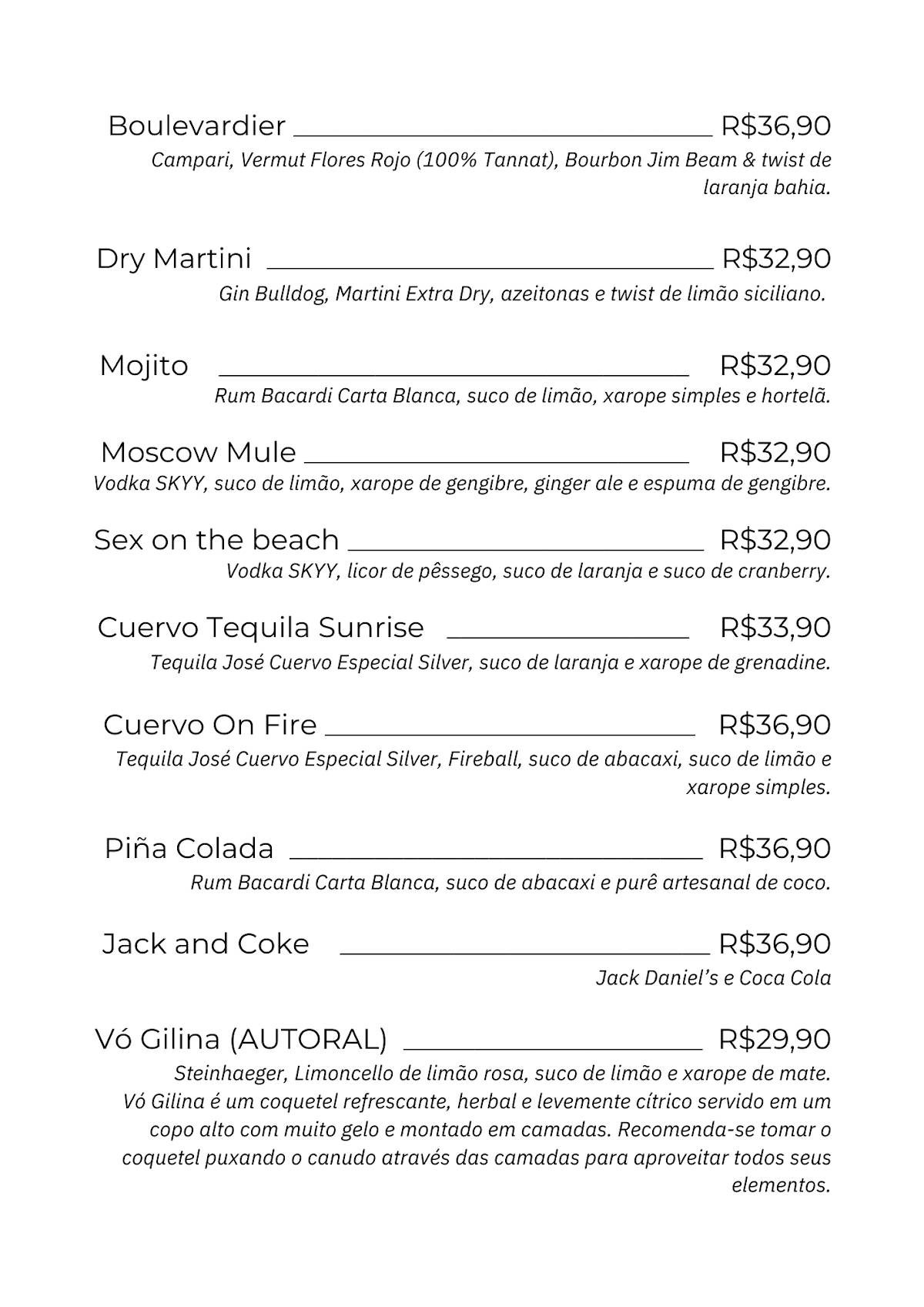 Barvinho Restô.Bar cardápio