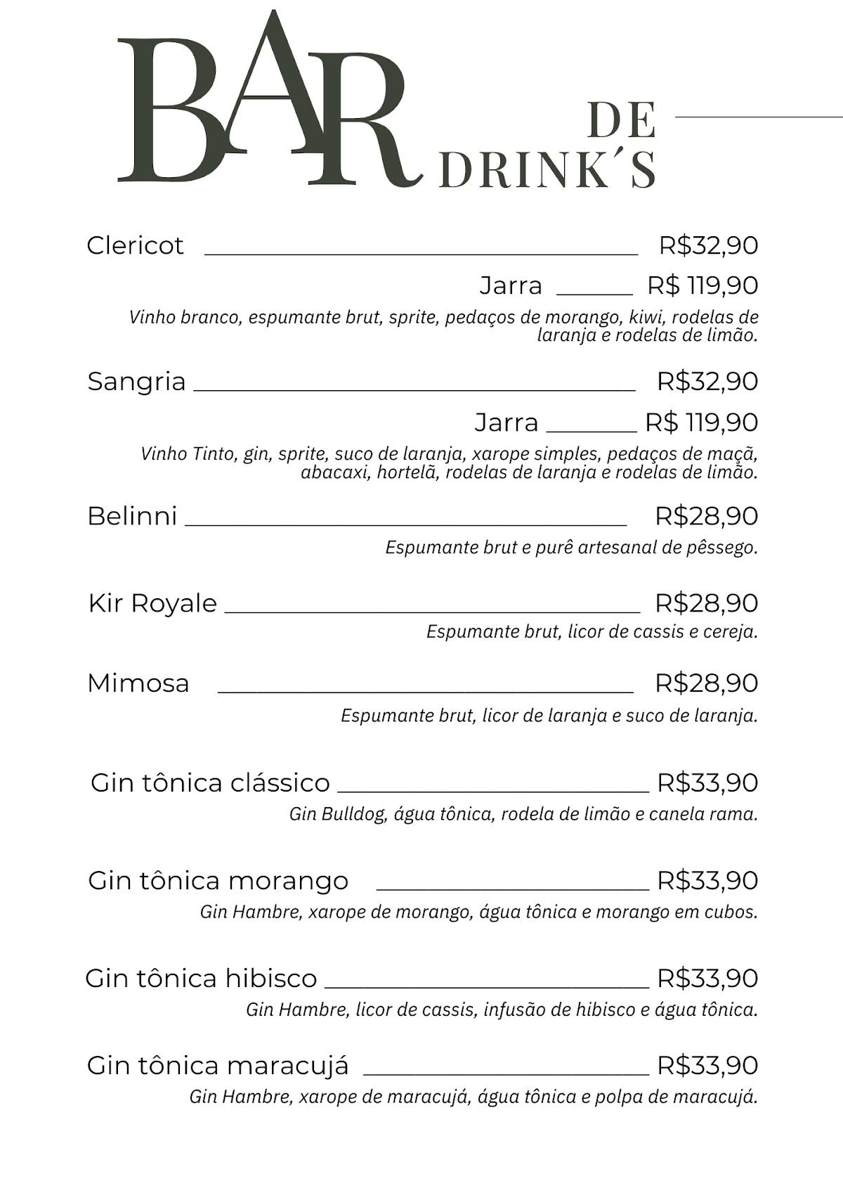 Barvinho Restô.Bar cardápio