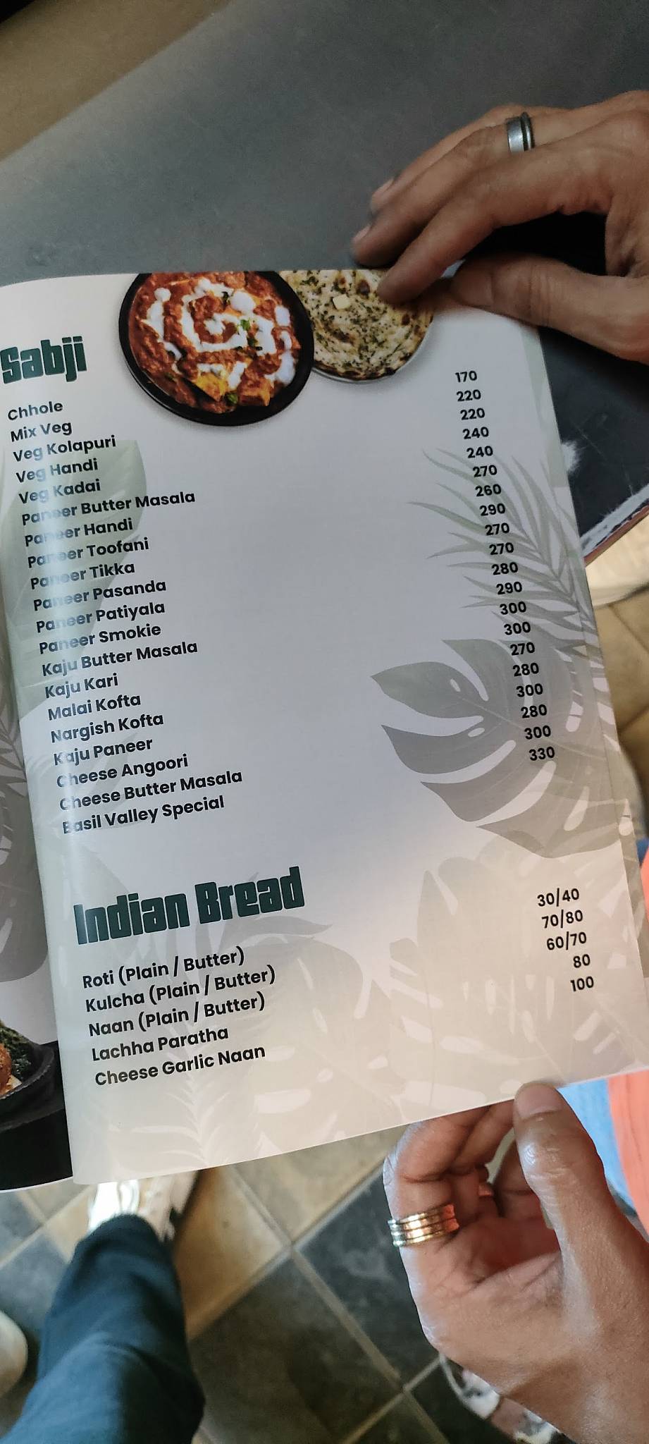 Basil Valley Cafe menu