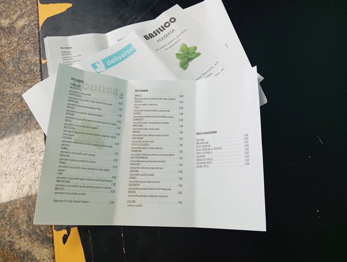 Menu di Basilico Pizzeria Ancona 