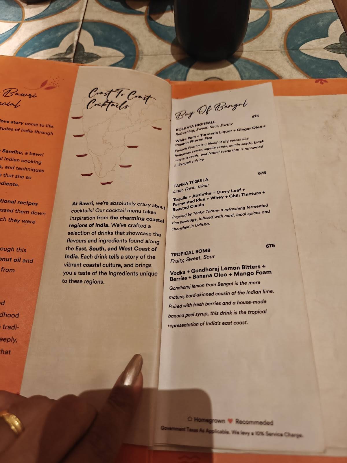 Bawri menu