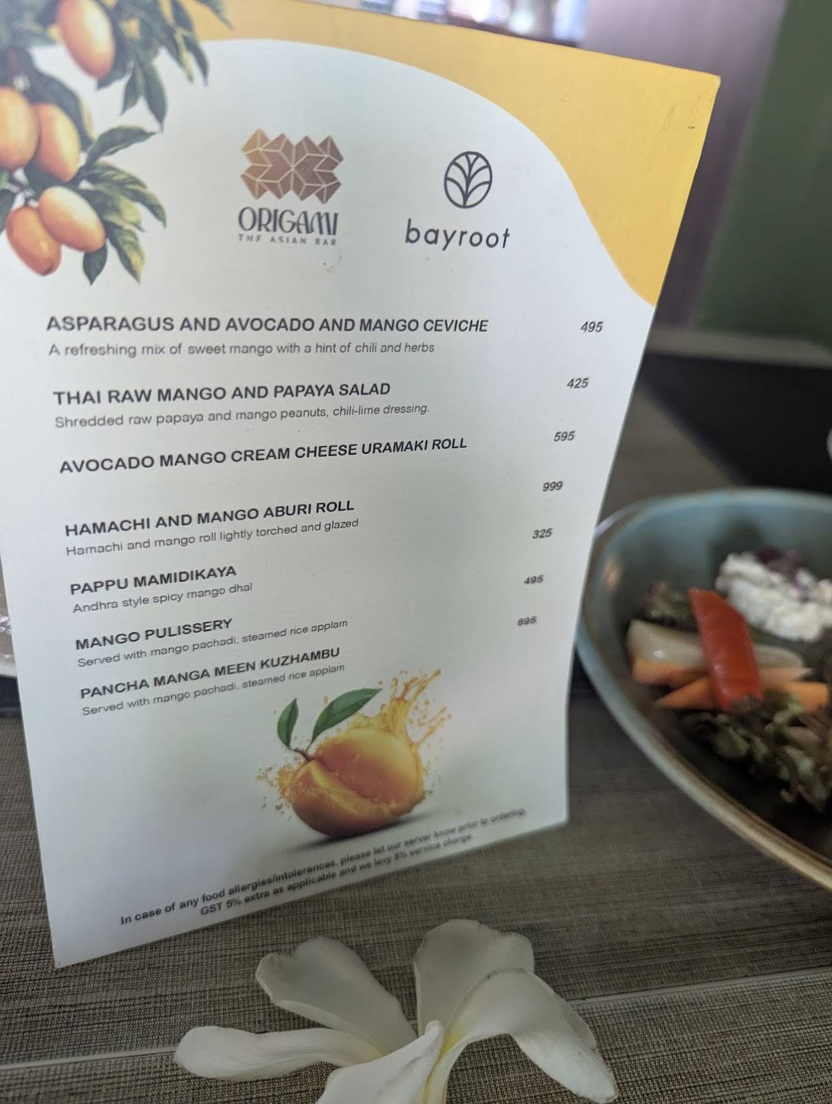 Bayroot menu