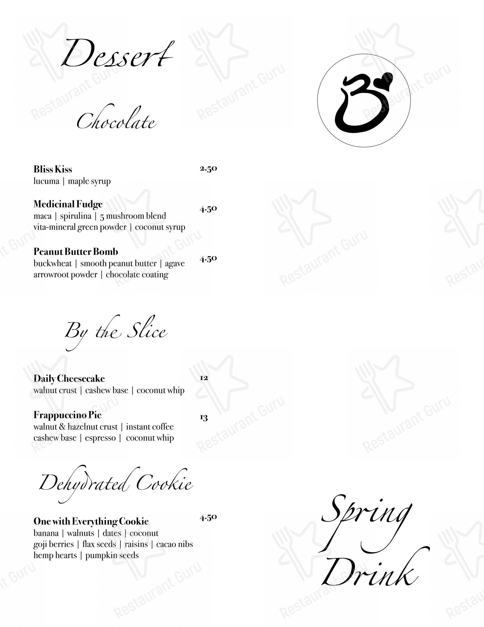 Основное меню pour Be Love restaurant