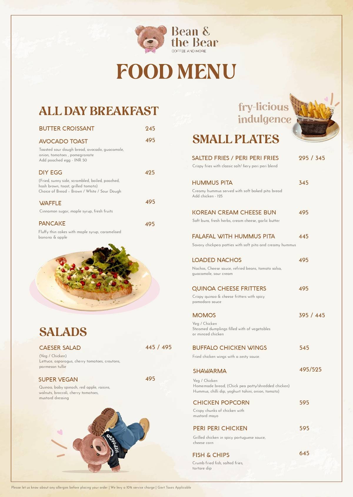 Bean & the Bear menu