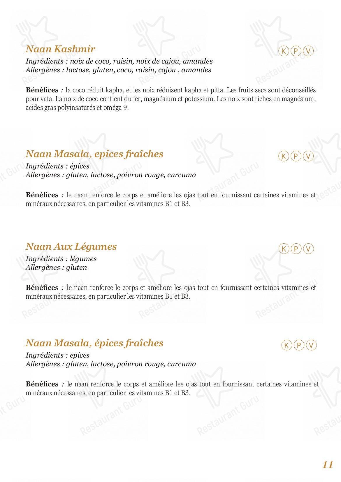 Menu pour LunchBox, salle à manger végétarienne ayurvédique - Menu