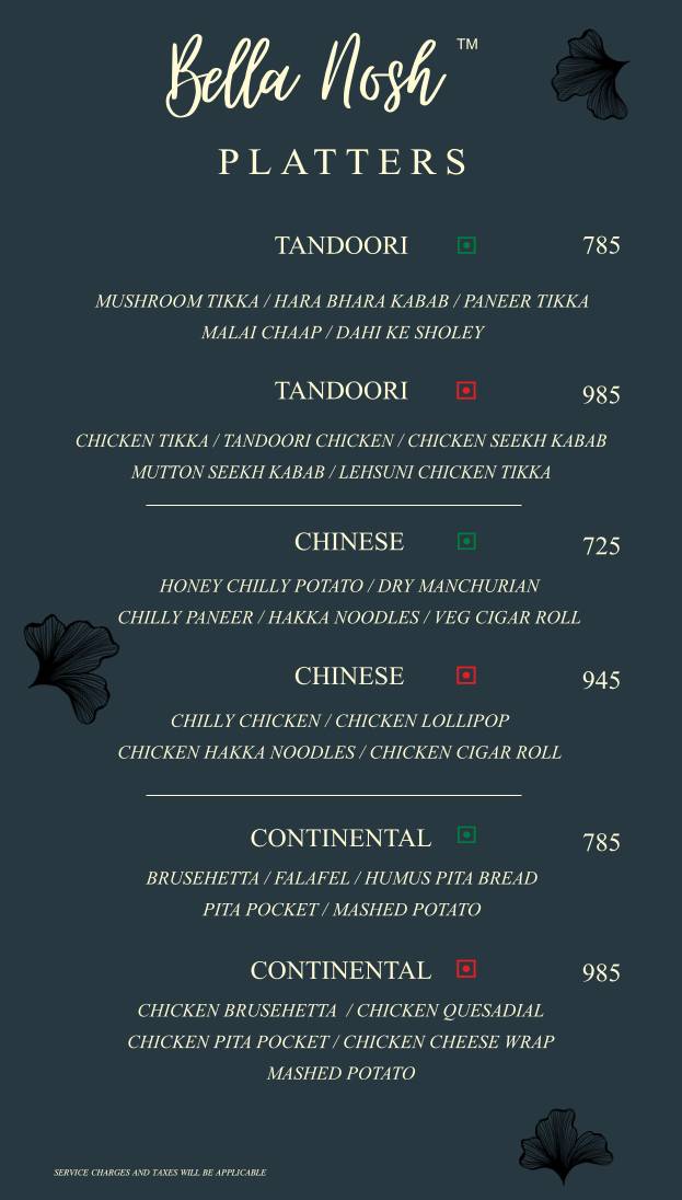 Bella Nosh Cafe & Lounge menu