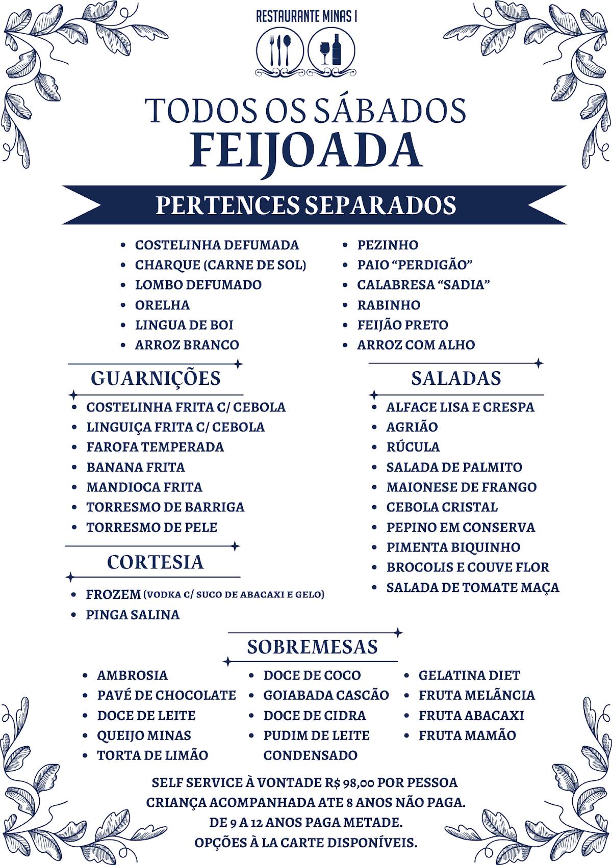 Restaurante Minas I cardápio