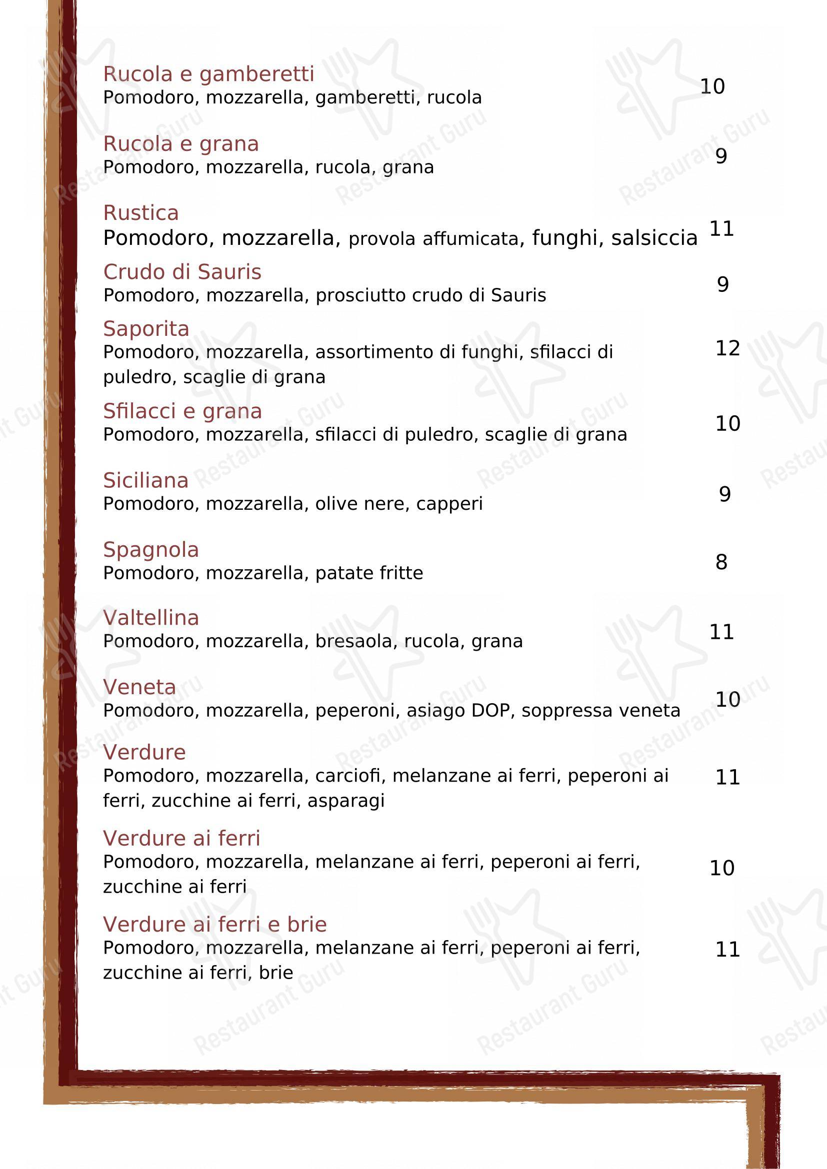 Belvedere in Trebaseleghe - Menu