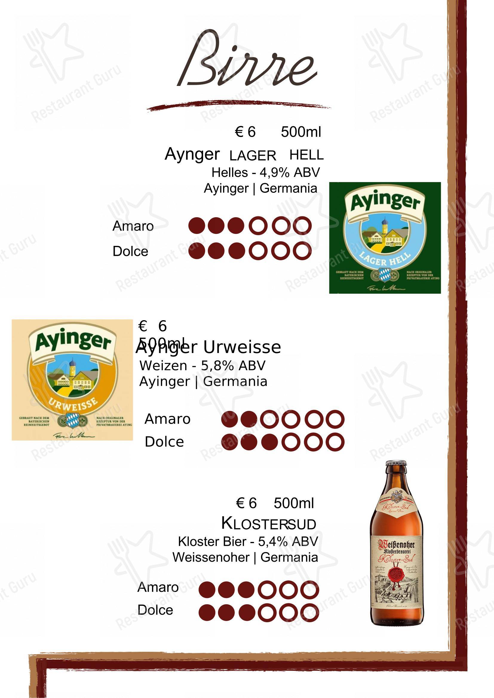 菜单 per Belvedere pizzeria