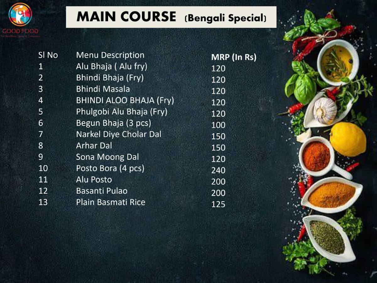 Good Food Cloud Kitchen and Restaurant menu