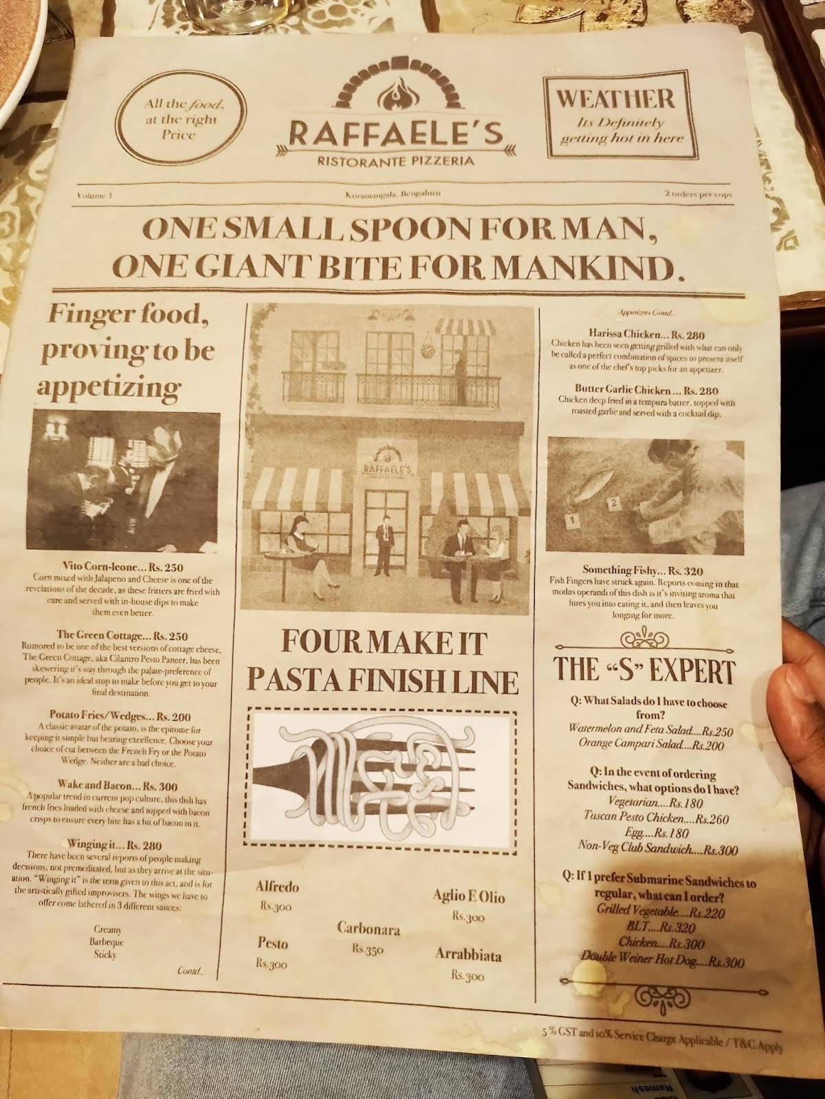 Raffaele's Ristorante Pizzeria menu