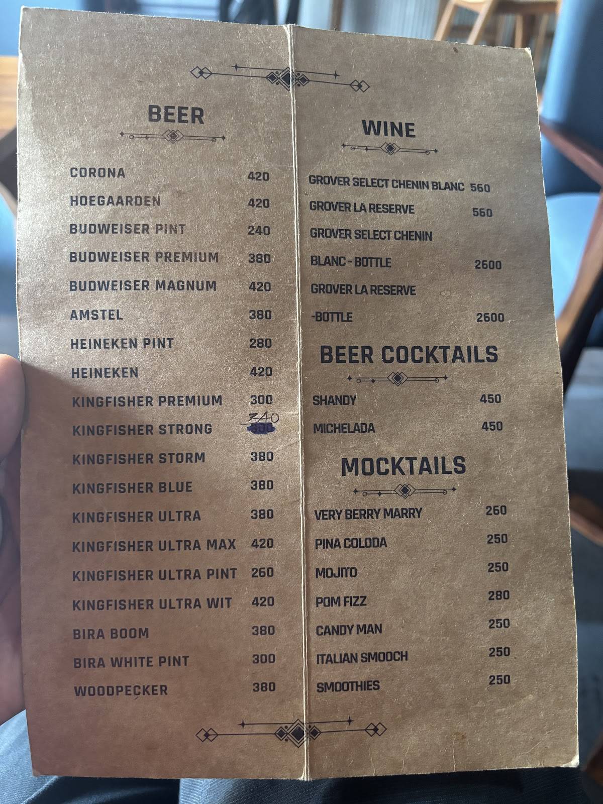 Benhur Beer and Wine Parlour menu
