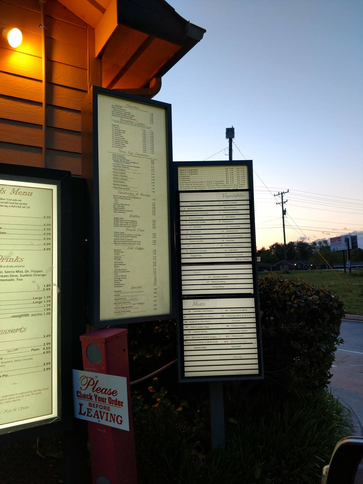 Menu at The Big Clock of Berea BBQ, Greenville