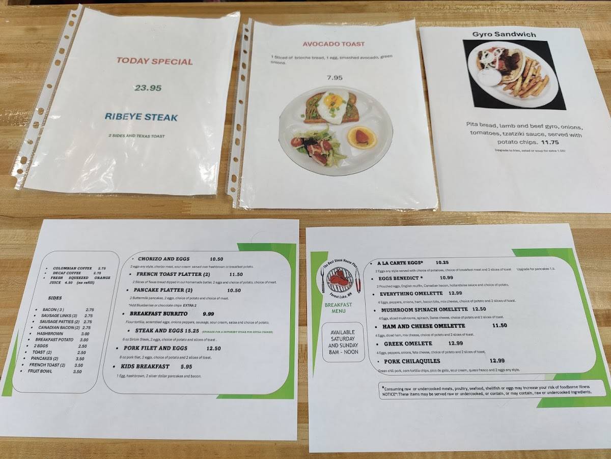 Menu at Best Steak House Plus restaurant, Forest Lake
