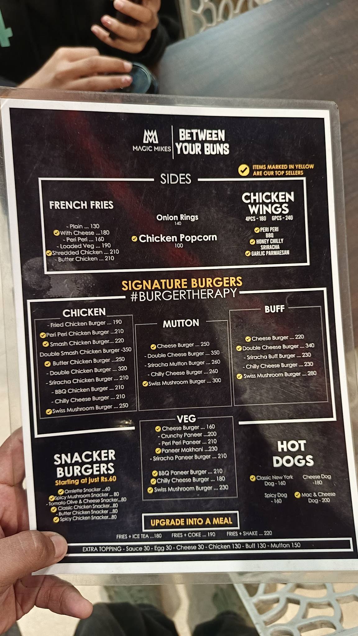Between Your Buns menu