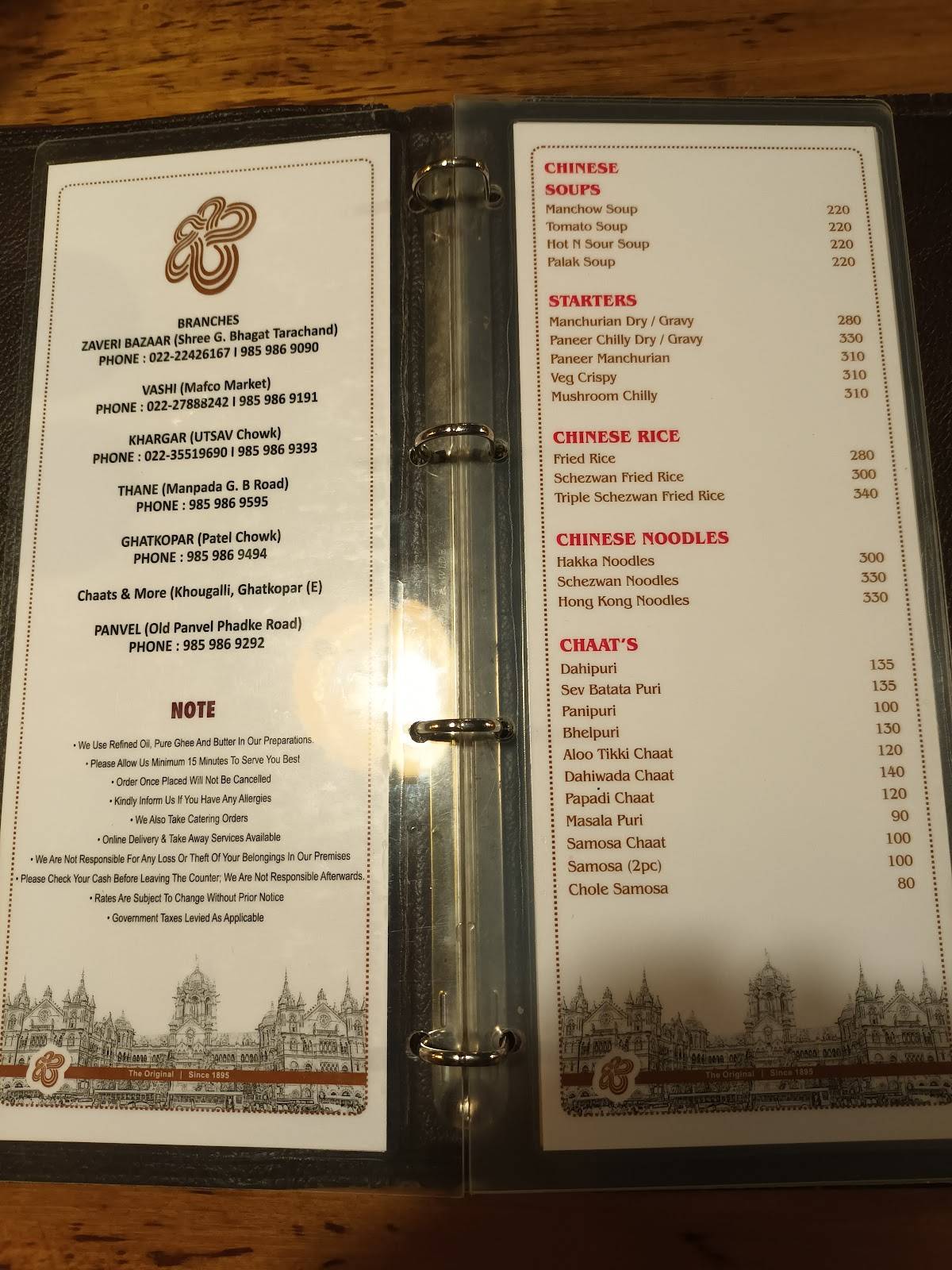 Bhagat Tarachand menu