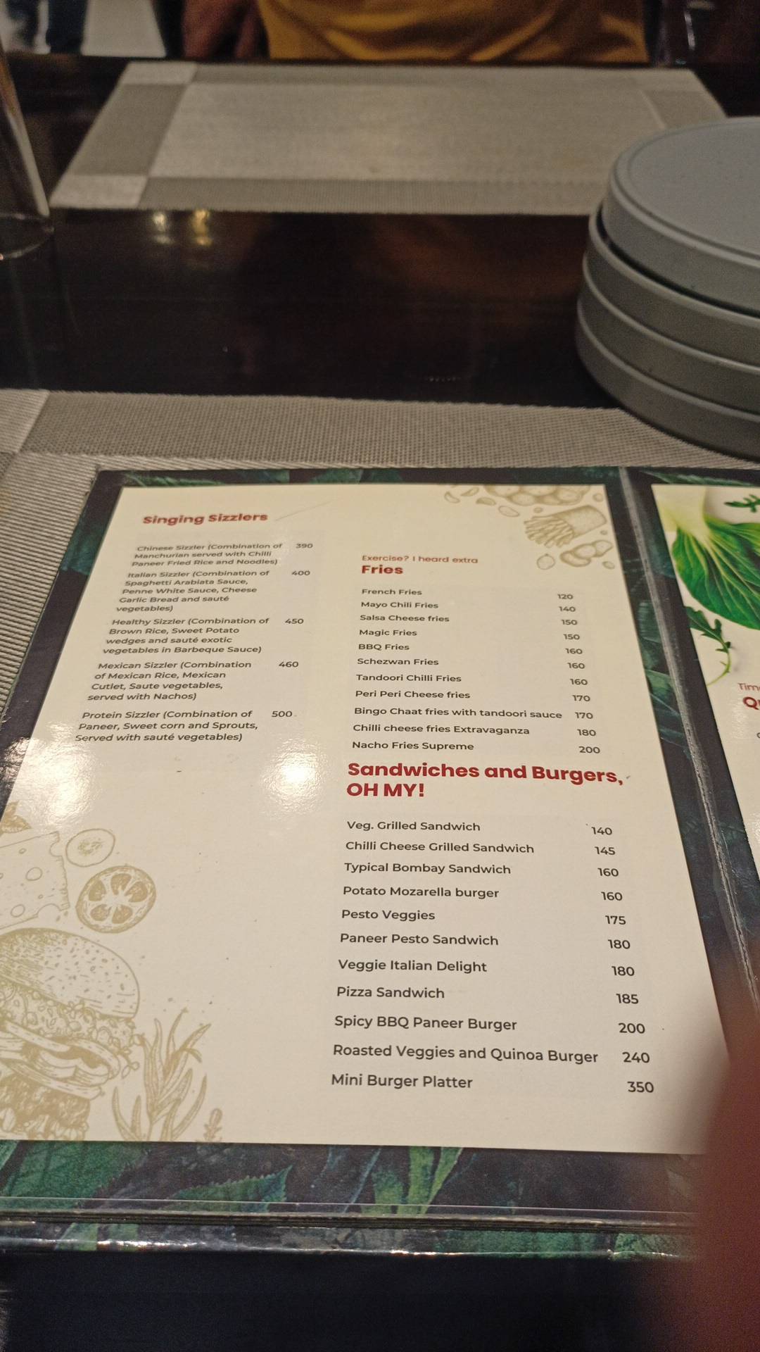 Pure Veg Restaurant Menu