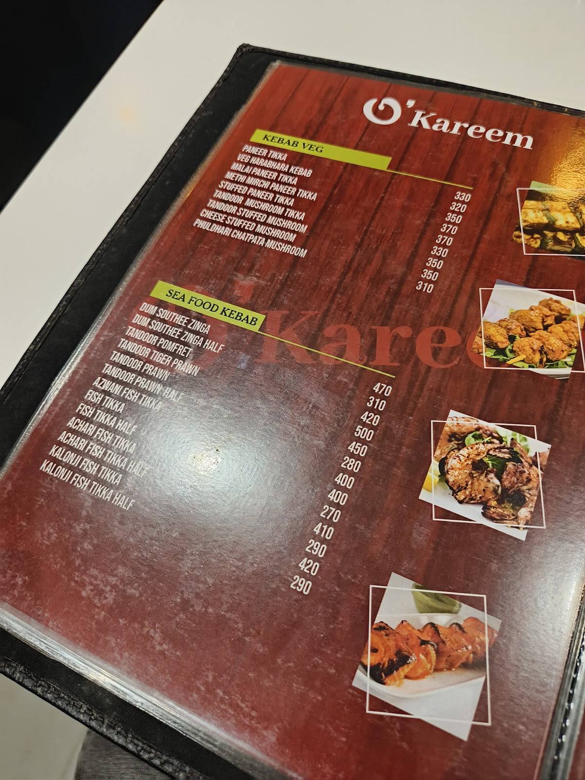 O' Kareem Restaurant menu
