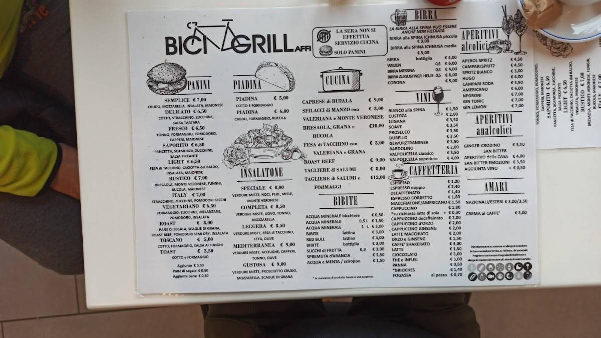 Menu di Bicigrill Affi 
