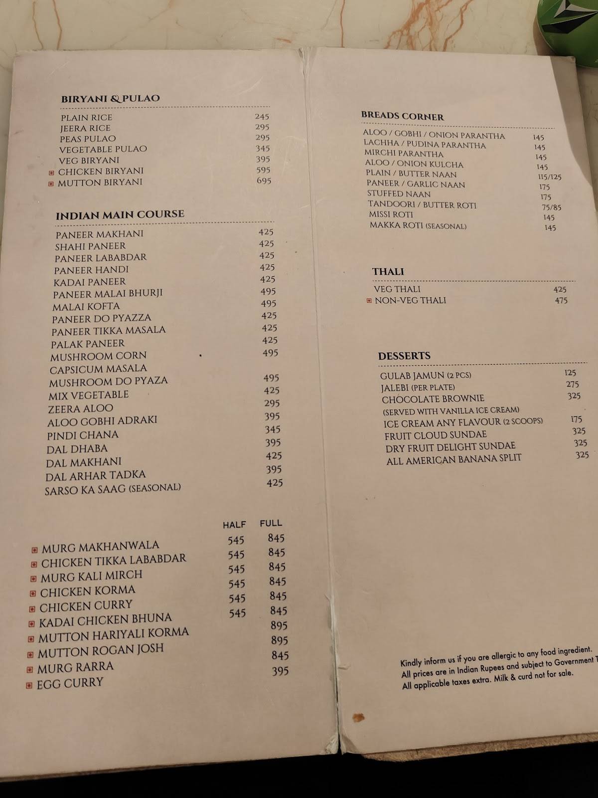 Big Bite Restaurant menu