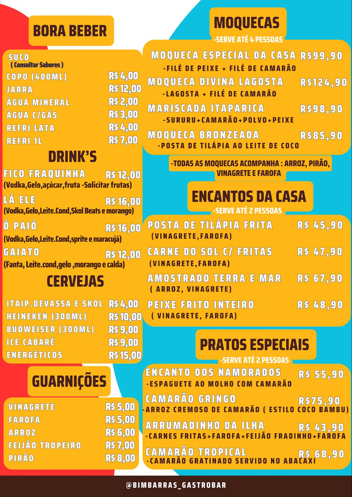 Bimbarras Gastrobar cardápio