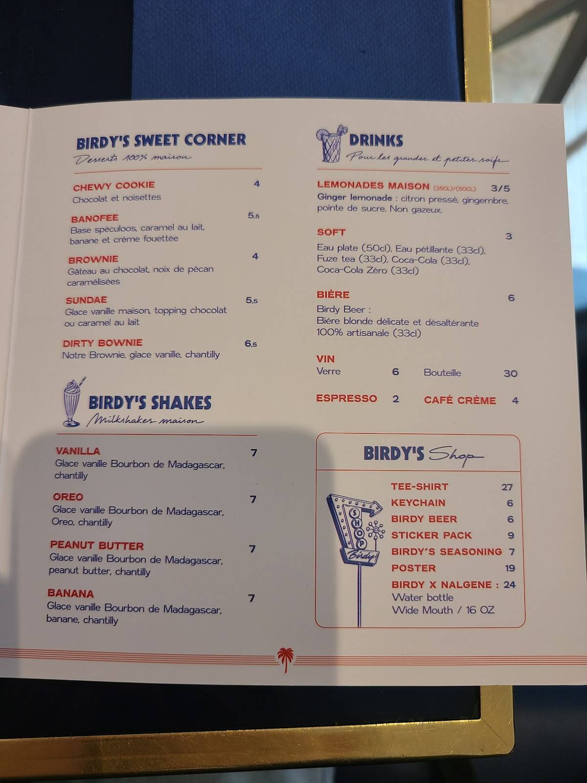Menu de Birdy