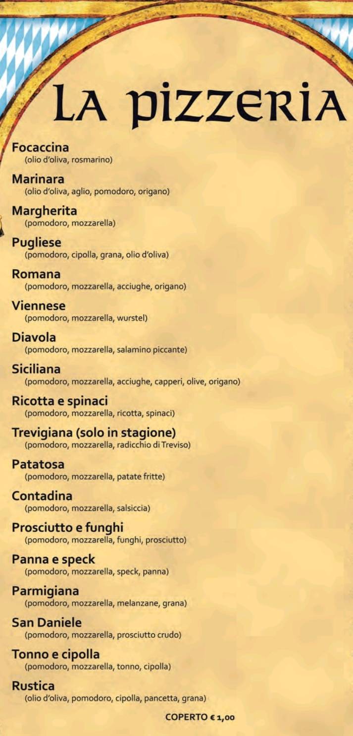 Menu di Birreria Pizzeria Duca D'Arcano 