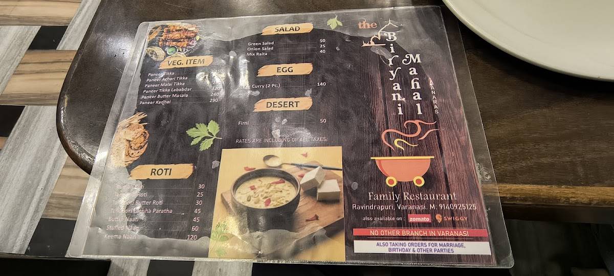 Biryani Mahal menu