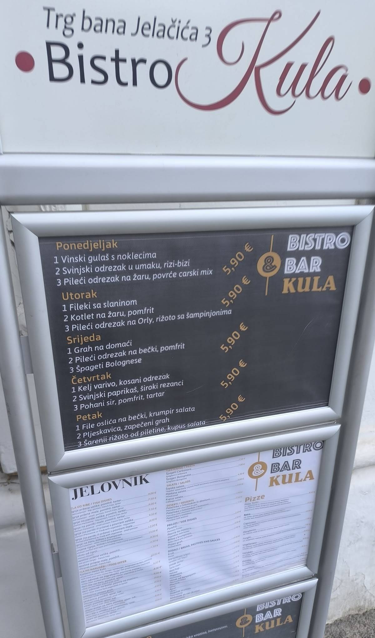 Menu di Bistro Kula Varaždin 