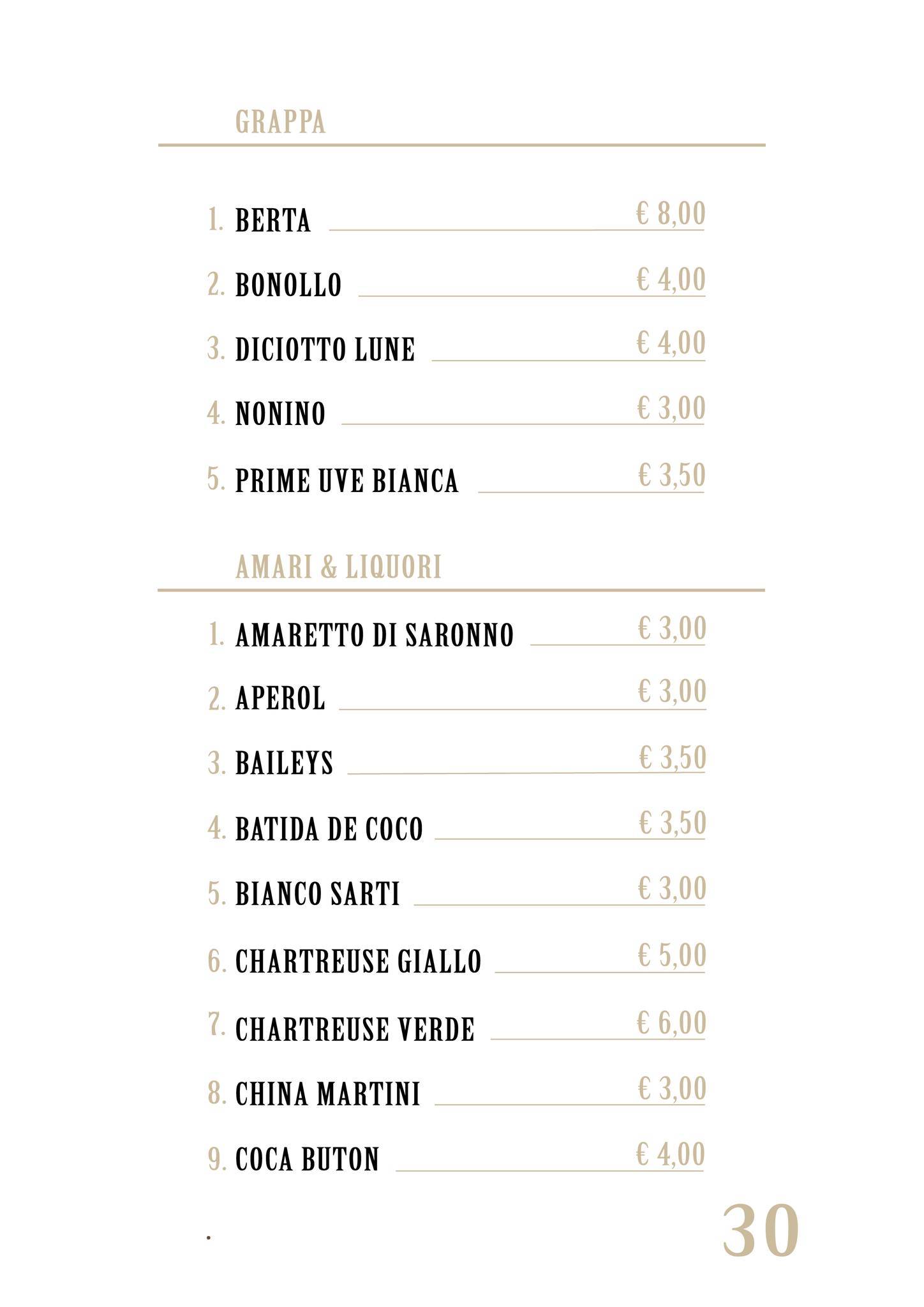 Menu di Bobos Wine Bar 