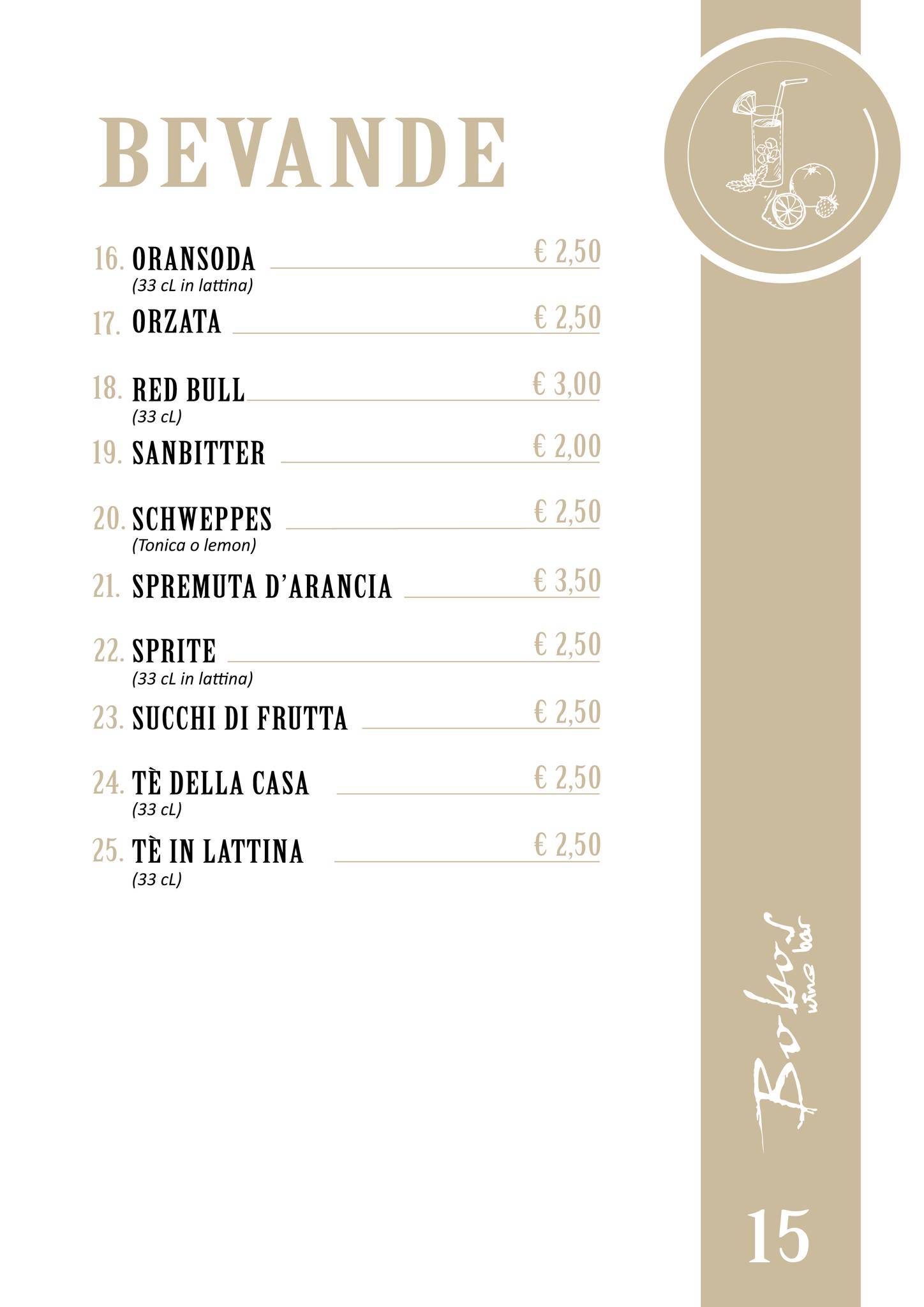 Menu di Bobos Wine Bar 