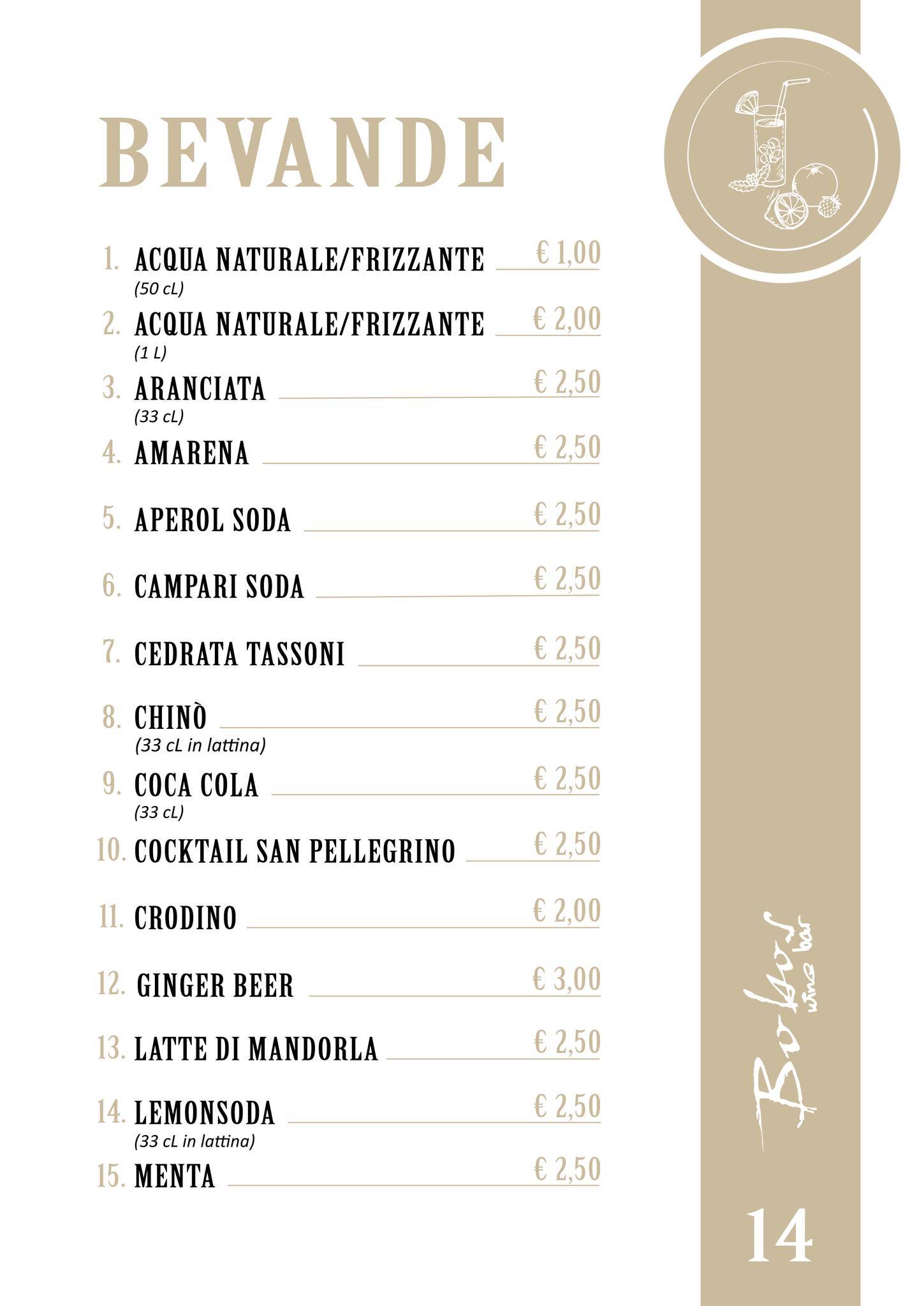 Menu di Bobos Wine Bar 