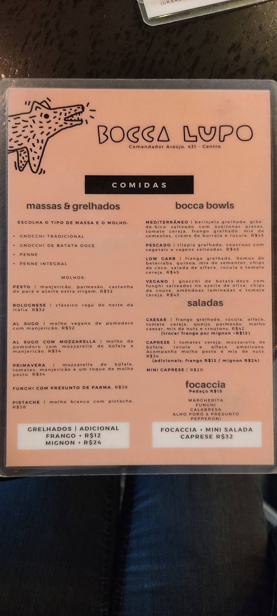 Bocca Lupo Focacceria e Caffé cardápio